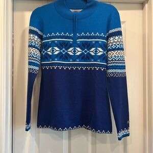Obermeyer Blue Nordic Pattern Vintage Ski Sweater
